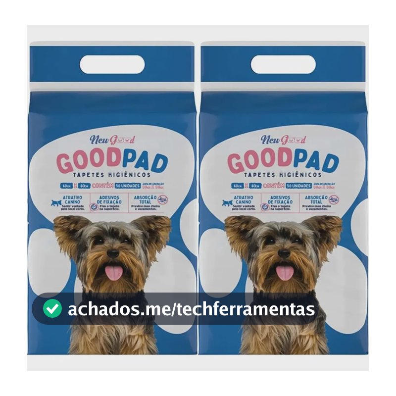 2x Tapete Higienico Good Pad 60x60cm 50un Total 100 Unidades Branco