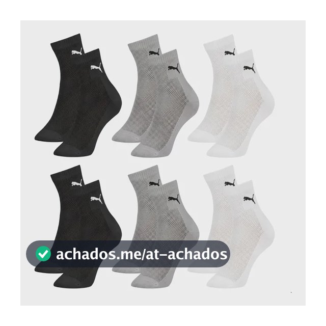 Kit 6 Pares Meias Puma Cano Médio Esportiva Algodão Original