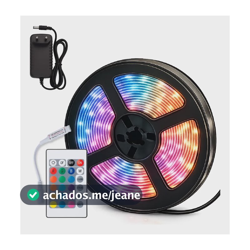 Fita Led Rgb 3528 Rolo 5m Ip65 A Prova D'agua + Fonte Rgb 127/220v