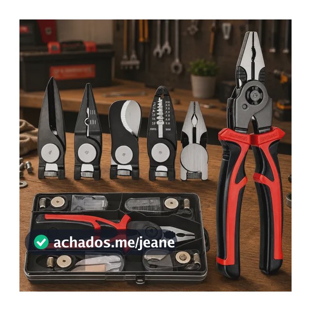 Alicate 5 Pontas Multifuncional Universal Linha Profissional Vermelho E Preto