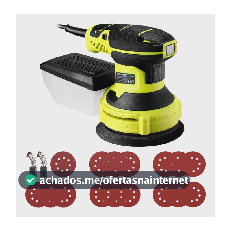 Lixadeira Orbital Profissional 350w 125mm 6 Velocidade Com Coletor De Pó Removível E 16pcs Lixas Para Lixamento Em Madeira E Metal Desoon