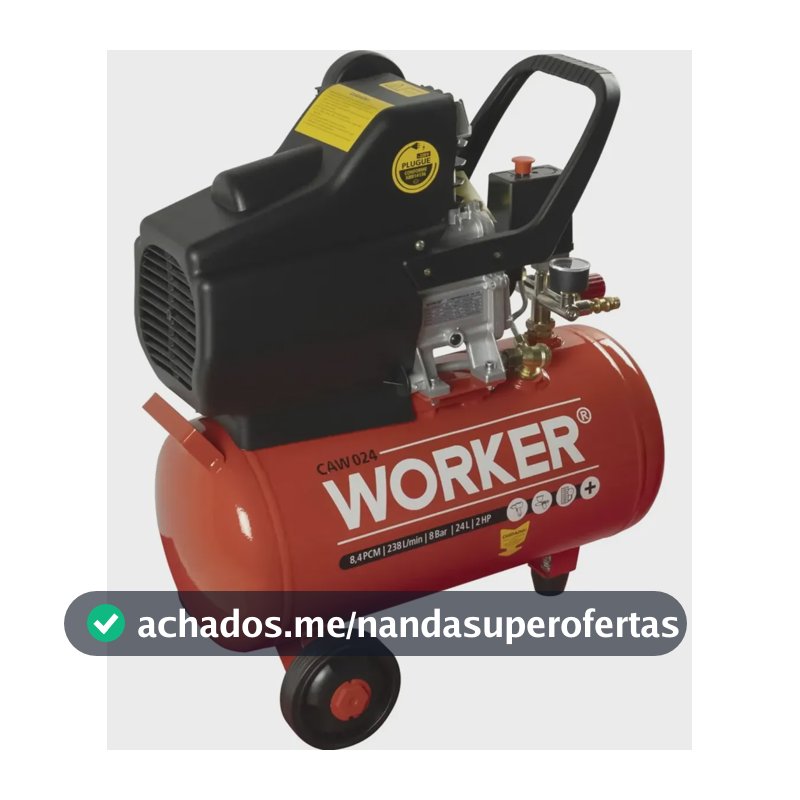 Compressor de ar elétrico 24 Litros portátil Worker 2 HP - 8 bar