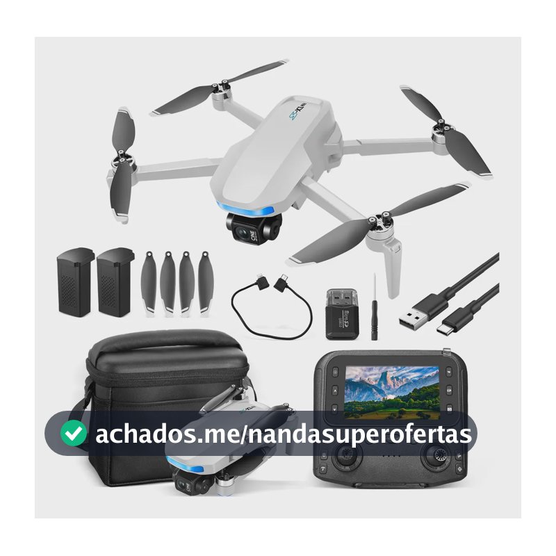 Gps Drone Profissional C/5.9'' Tela Câmera Gimbal De 3 Eixos Branco