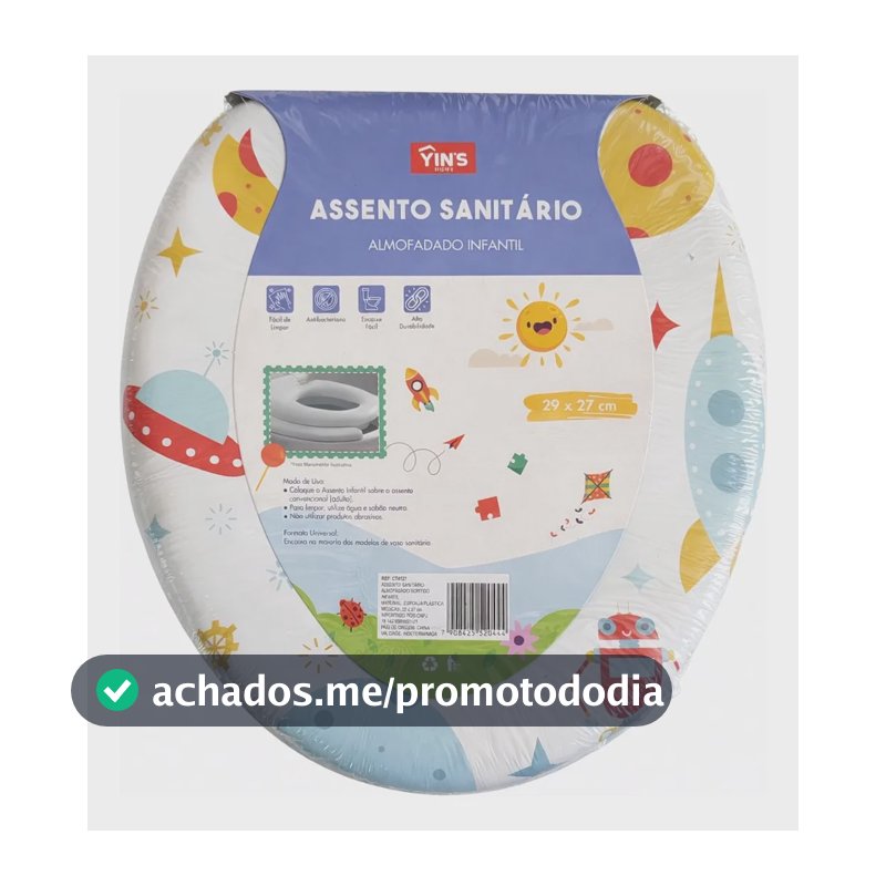 Redutor Assento Vaso Sanitário Infantil Bebê Almofadado Branco Foguetes Robôs