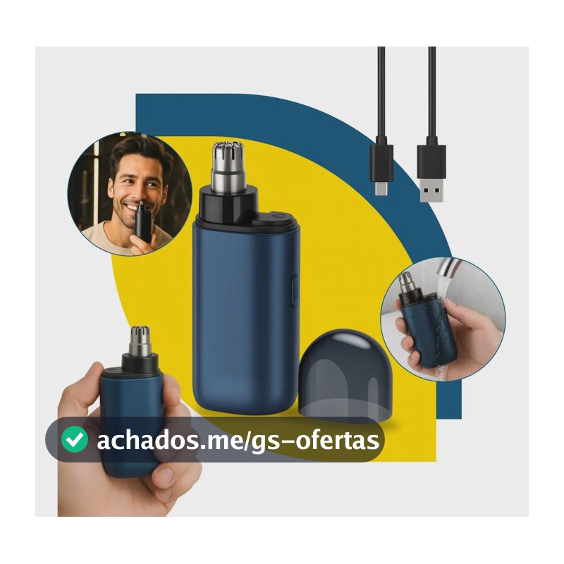 Aparador de Pelos Nariz Orelha Recarregável Gurumania Azul Portátil