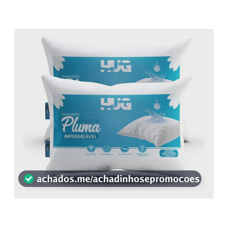 Kit 2 Travesseiros Impermeável Toque Pluma Hug Antialergico Branco