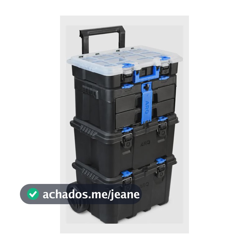 Caixa De Ferramentas Com Rodas + Divisorias + Gavetas Grande Preto