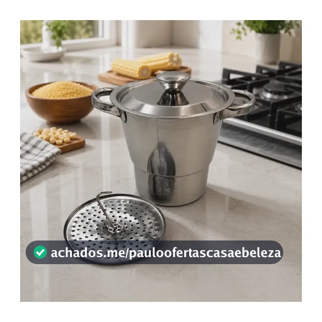 Panela Cuscuzeira Inox 16cm 2,5L Indução Gás Cooktop Elétrico Vitrocerâmico Cozedor A Vapor Cuscuz