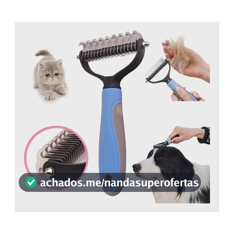 Removedor De Sub Pelos Rake Desembolador Banho Pet 26 Dentes Cor Rosa E Cinza - G