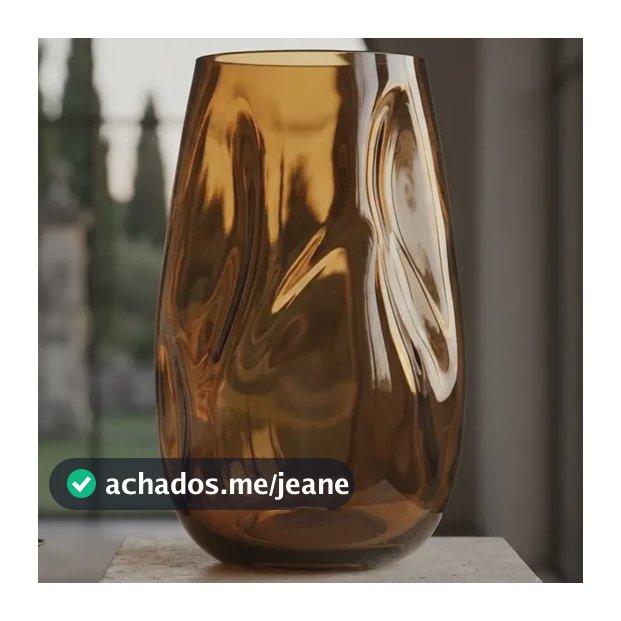 Vaso De Vidro Grosso Primeira Linha Forma Irregular Âmbar