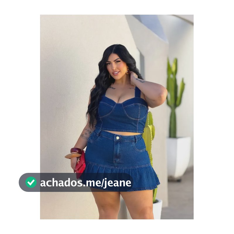 Saia Jeans Feminina Tamanho Grande Plus Size Com Babado Azul 52