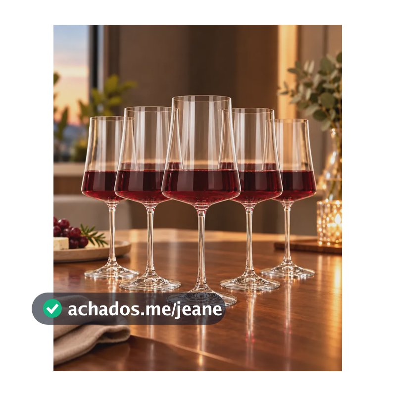 Jogo 6 Taças Cristal Titanium Vinho Tinto 560ml Xtra Bohemia Cristal