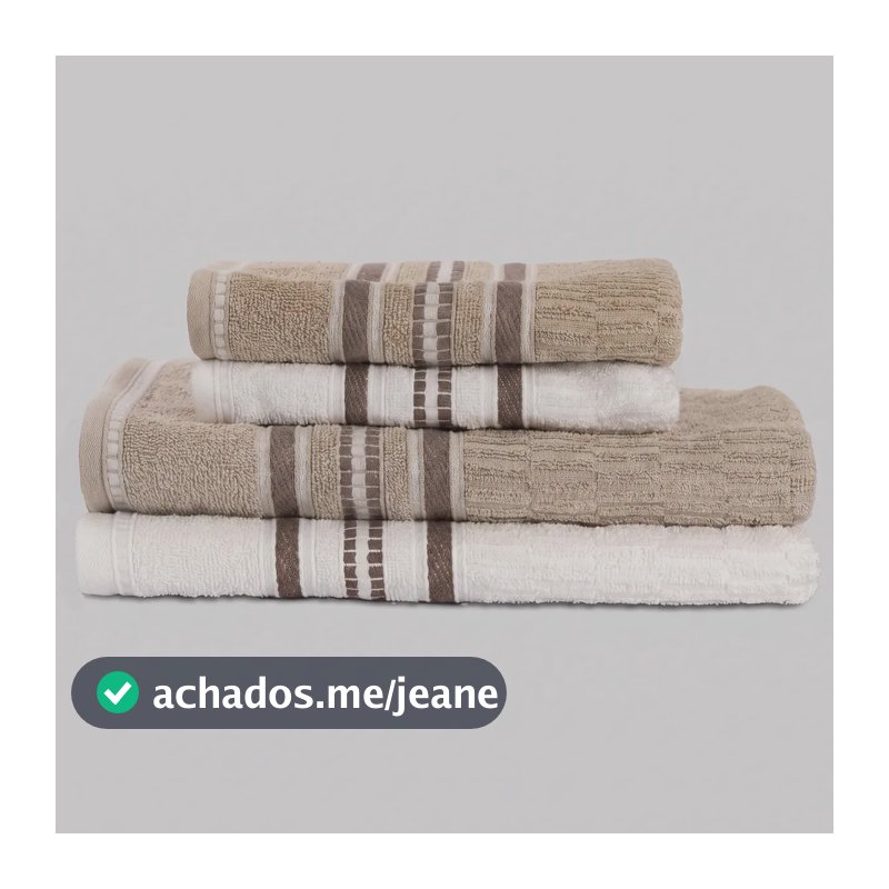 Jogo de Toalha Standard (4 Peças) Branco+Bege - Mercado Livre Basics