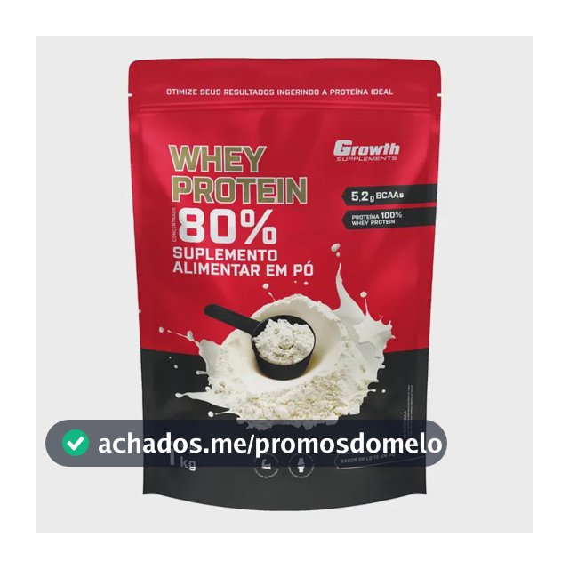 Proteína Growth Supplements Whey concentrado em pó sabor Leite em Pó x 1kg