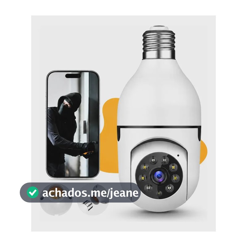 Câmera Lampada De segurança Brazuca Cell Ip Wifi Com Visão Noturna Full HD Interna Externa App Espiã 360º Giratoria
