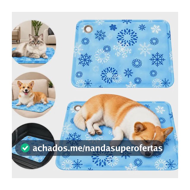 Tapete Gelado Refrescante 50x60cm Pequeno Pet Cachorro Gato Azul-claro Flocos De Neve