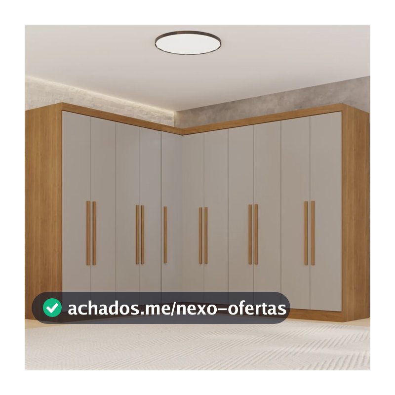 Guarda-roupa Casal Modulado Canto 11 Portas 4 Ga Multimóveis Cinamomo/off White