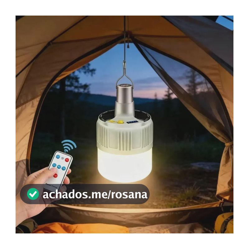 Lâmpada Camping Lampião Led Potente Recarregável Acampamento Branco 127/220v