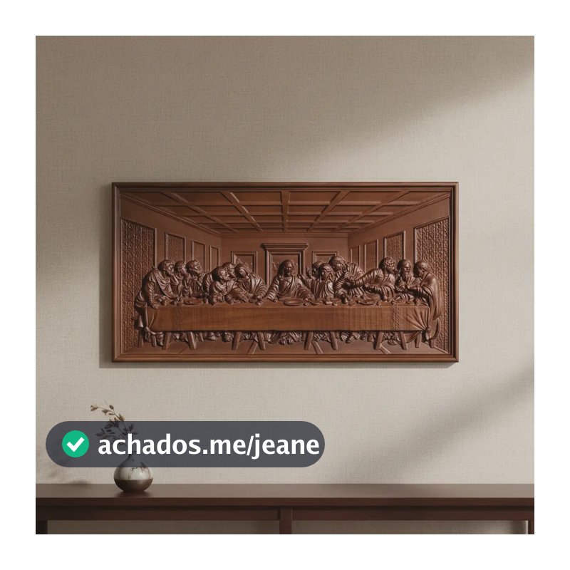 Quadro Santa Ceia Do Senhor Em Madeira Maciça Tam Gg Marrom