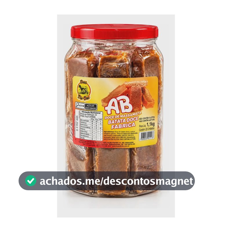 Doce caseiro de batata doce e abóbora Dindan 1,1kg pote com 20 unidades - DOCE AB