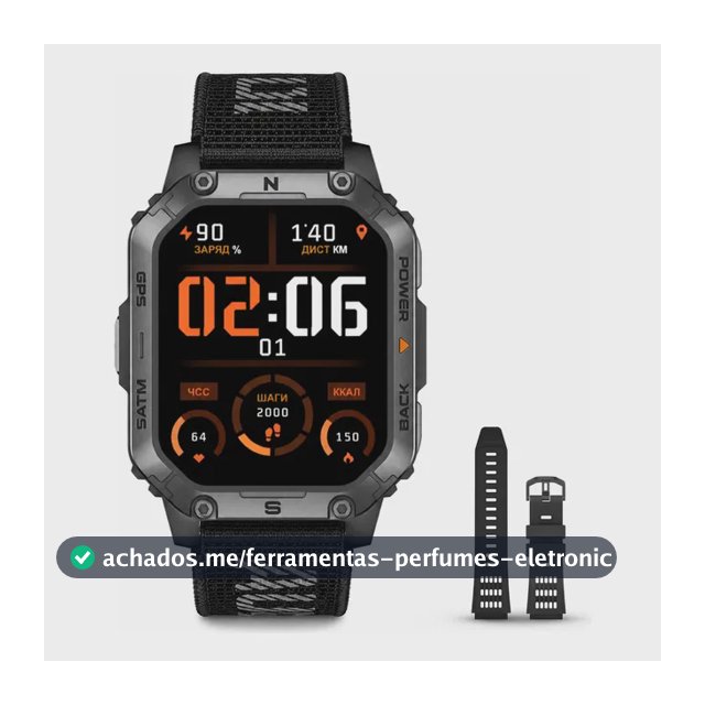 Relógio Smartwatch Aurafit G15 Com Gps E À Prova D'água 3atm Preto Mesh