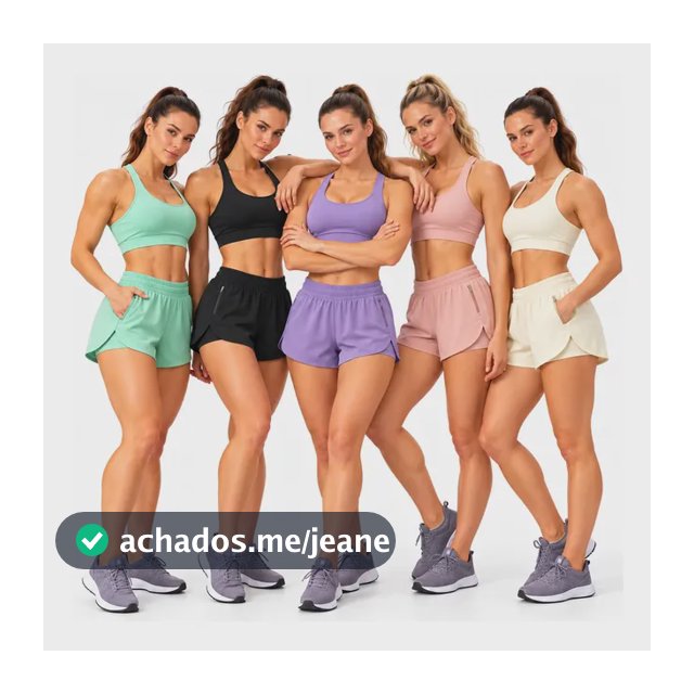 Short Duplo Academia Bolsos Ziper Fitness Feminino Poliamida