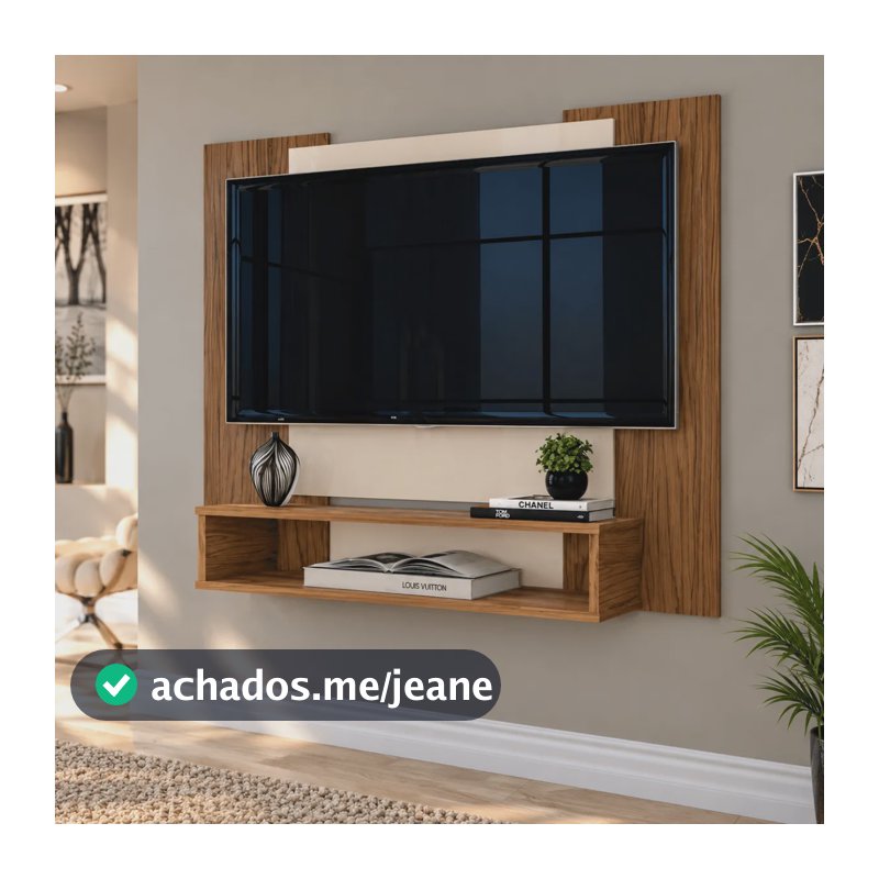 Painel Para Tv Até 50 Polegadas Suspenso Com Nicho Para Sala Freijó/off White