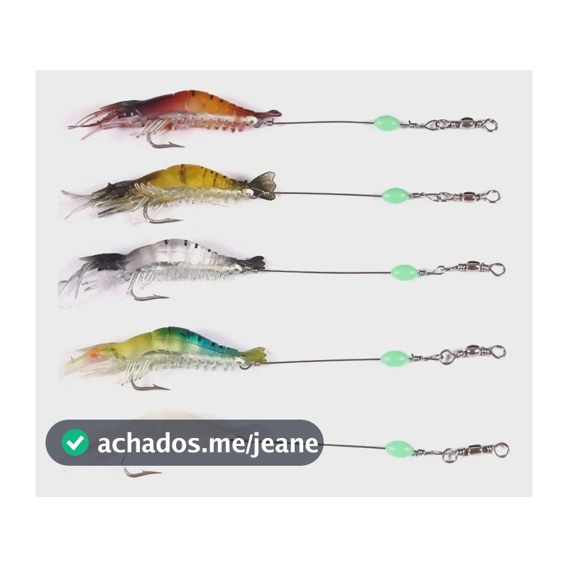 Kit 5 Iscas Camarão Artificial Robalo Tucunaré Corvina Top Cor foto LEGNA