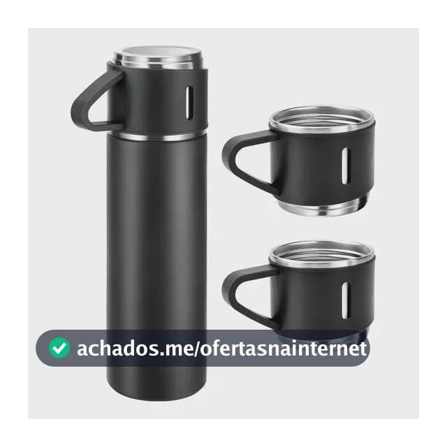 500ml Caneca Kit Garrafa Térmica Vacuum Bottle Inox + 3 Xíca