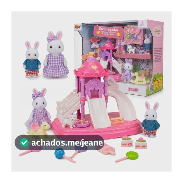 Coleção Casinha Feliz Escorregador Família Coelho Zoop Toys Rosa