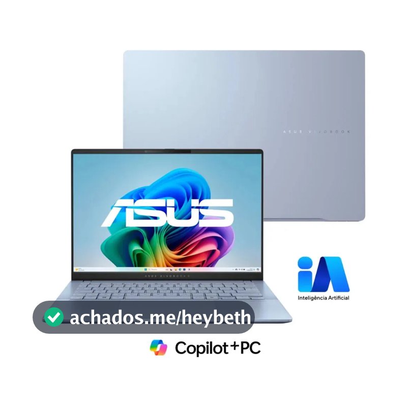 Notebook ASUS Vivobook S 14 S5406SA Copilot+ PC Intel Core Ultra 7 256 V 16GB RAM 512GB SSD Windows 11 Home 14" OLED Mist Blue QD299W