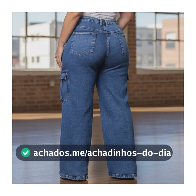Calça Jeans Plus Size Feminina Cargo Com Lycra Do 46 Ao 56