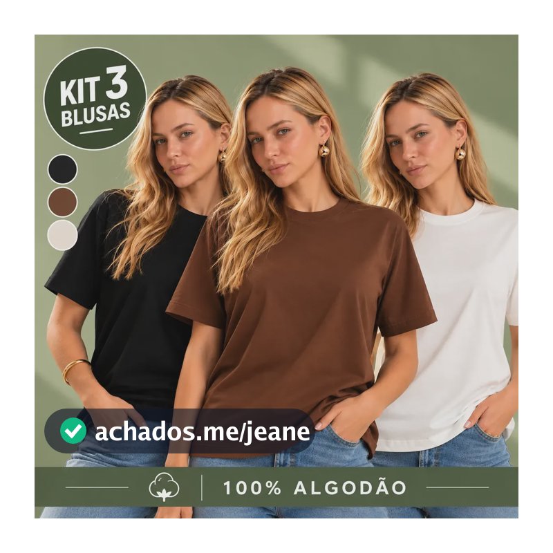 Kit 3 Blusas Femininas Básicas Dianna Lisas Sortida Sortida M
