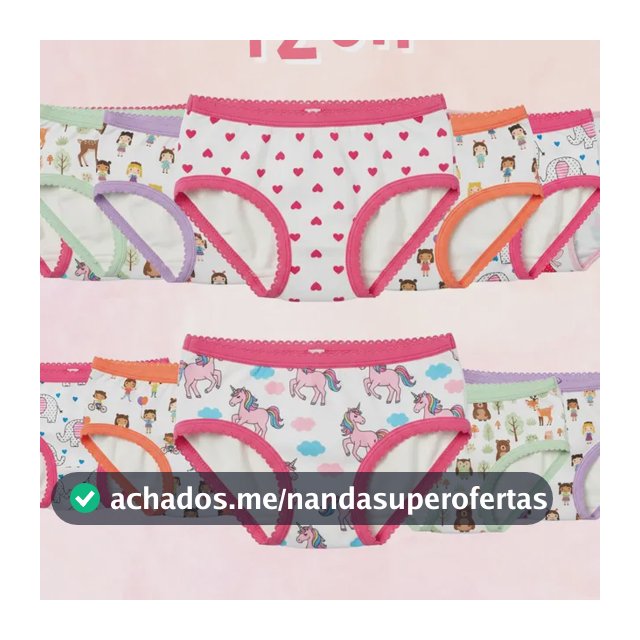 Kit 12x Calcinha Algodão Infantil Menina Criança Premium