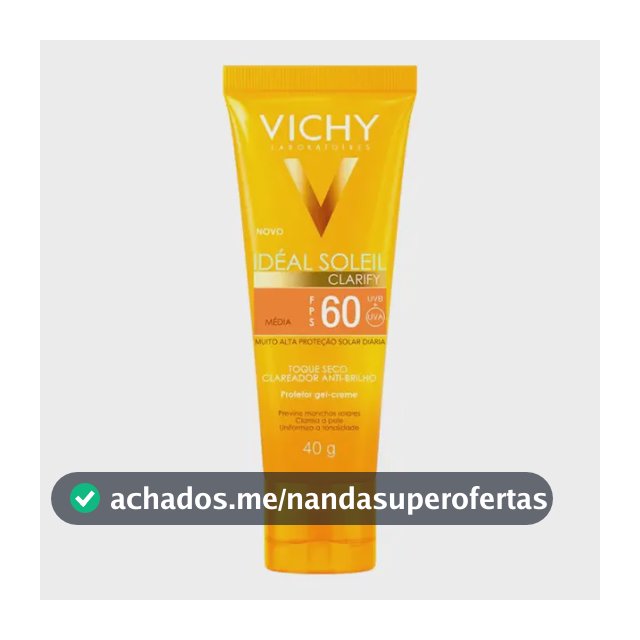 Protetor Solar Facial com Cor Média FPS60 Previne Manchas Clareia e Uniformiza a Pele Textura Toque Seco Anti-Brilho Capital Soleil Clarify Vichy 40g