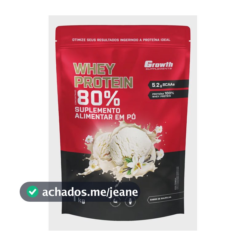 Whey Protein Growth Concentrado 1kg – Sabor Baunilha