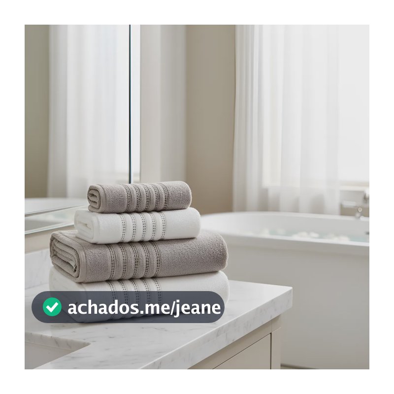 Jogo De Toalhas 4 Peças Altenburg Sense Algodão Premium Novo Branco/cinza Liso