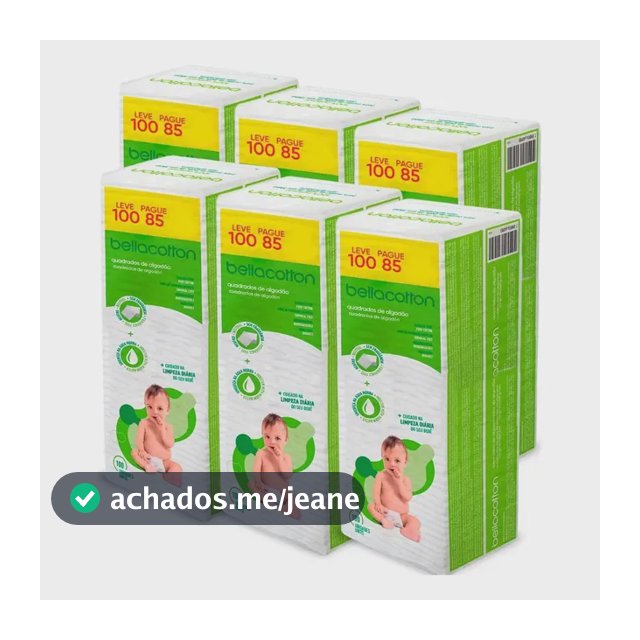 Kit 600 Quadrados Algodão Bellacotton Bebê Hipoalergênico 100% Algodão