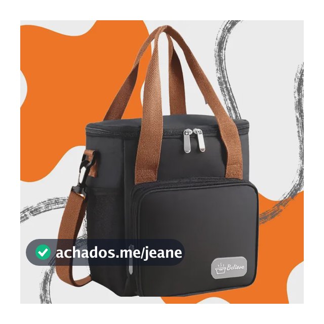 Bolsa Térmica Lancheira Marmita 12L Média Cerveja Comida Bebidas Academia Trabalho Escola Passeio Alça Ajustável e Removível Conserva Quente E Frio Cor Preta Tche Amo