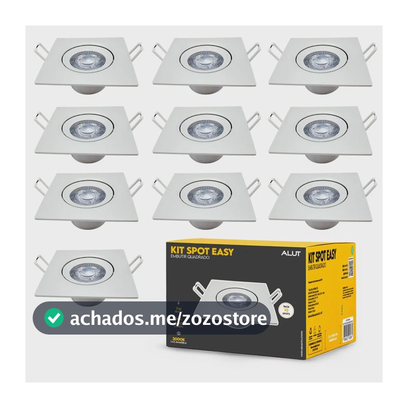 Kit 10 Spot Led Embutir 7w 6500k Branco Frio 110v/220v Bivolt Quadrado Branco Cod: Alut000602 Alut