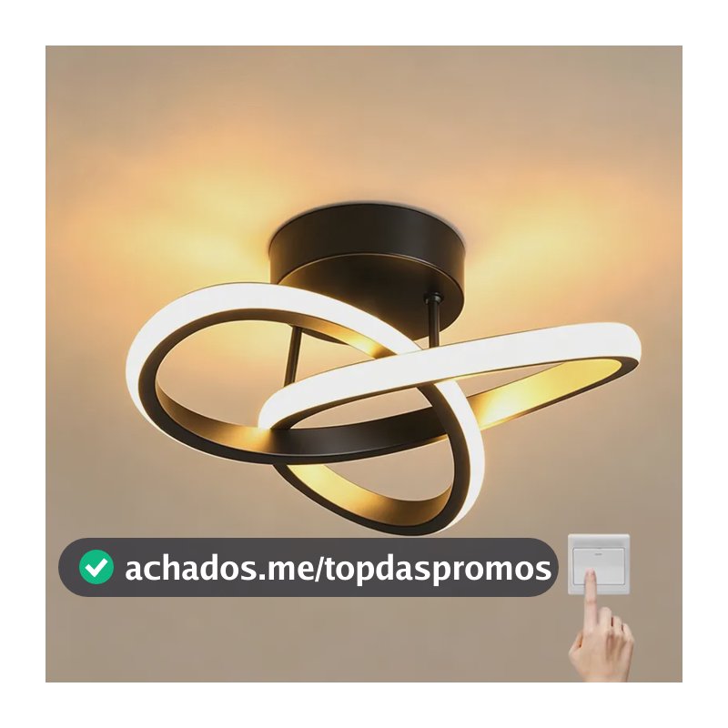 Luminaria Teto Led,pendente Lustre Moderna Para Quarto Sala 127/220v Preto