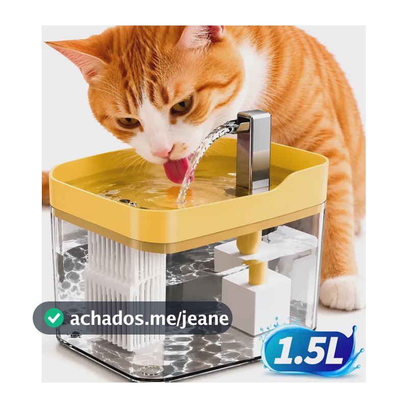 Fonte De Agua Para Gato Cachorro Bebedouro Automático Bivolt 110/220 Amarelo