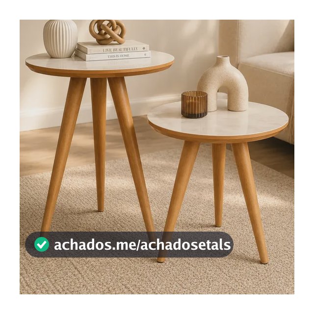 Conjunto Mesa De Centro Apoio Lateral Duas Mesinhas Canto