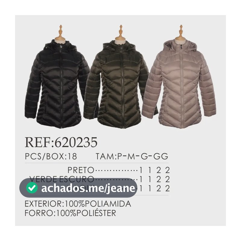 Jaqueta Fem. Nylon Alongado Capuz Facinelli 620235 Preto M Lisa
