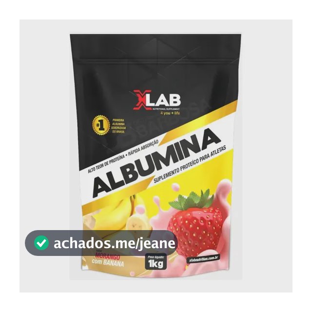 Albumina 1kg Morango com Banana XLab Suplemento Proteico em Pó