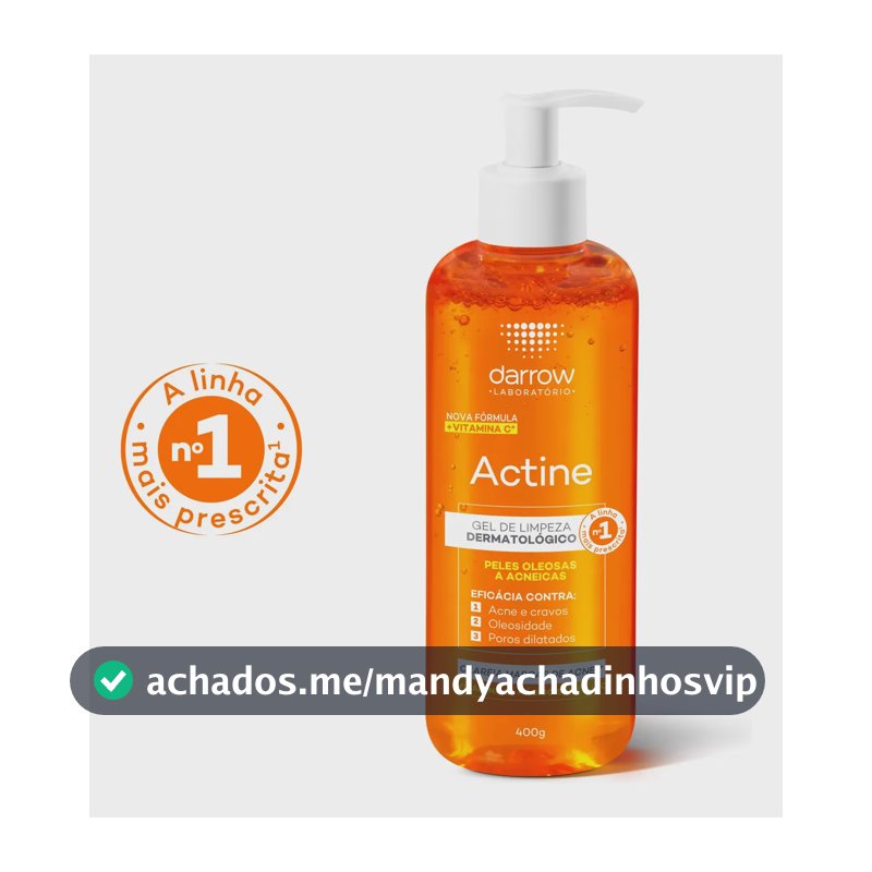 Gel De Limpeza Facial Darrow Actine Pele Oleosa E Acneica 400g