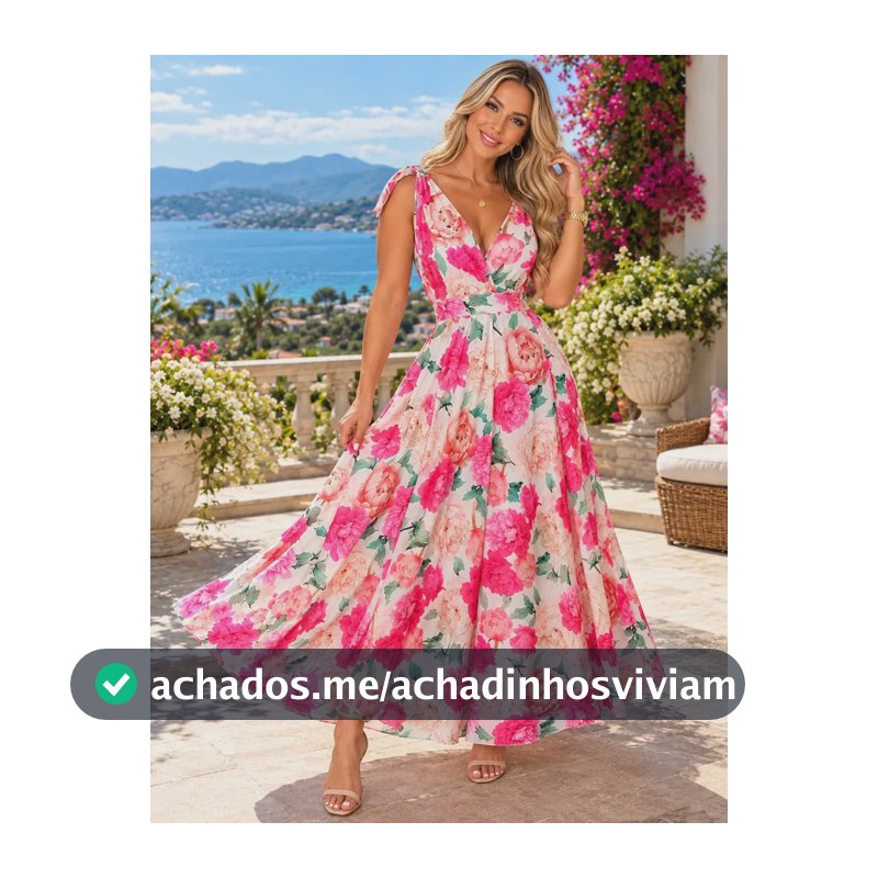 Vestido Feminino Longo Floral Floral Florido 38