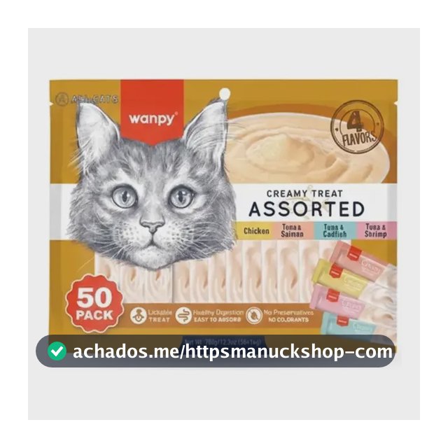 Petisco Para Gatos Wanpy Creamy Sabores Sortidos Saco C/50un