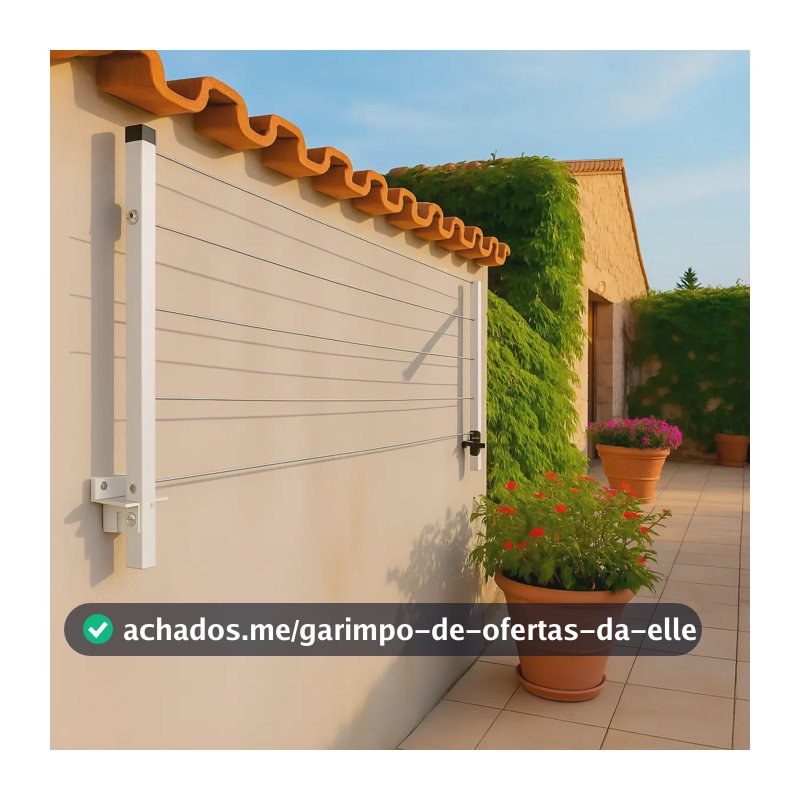Varal Dobravel De Parede Articulado Preto Ate 80kg 2 Hastes Alumínio/branco