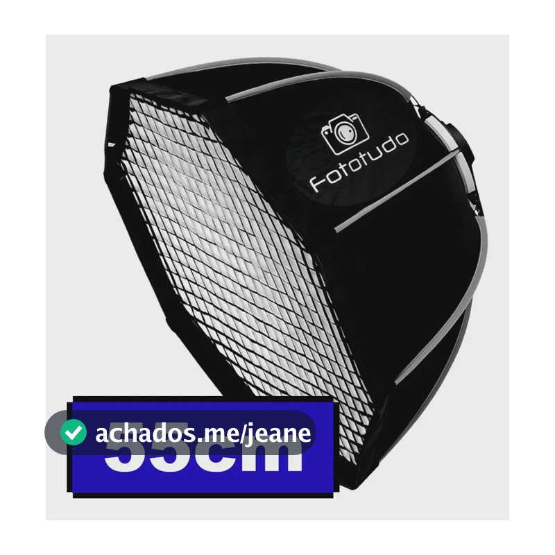 Difusor fotográfico softbox Fototudo FT-8055 Bowens diâmetro 55cm interior prateado com grid colmeia